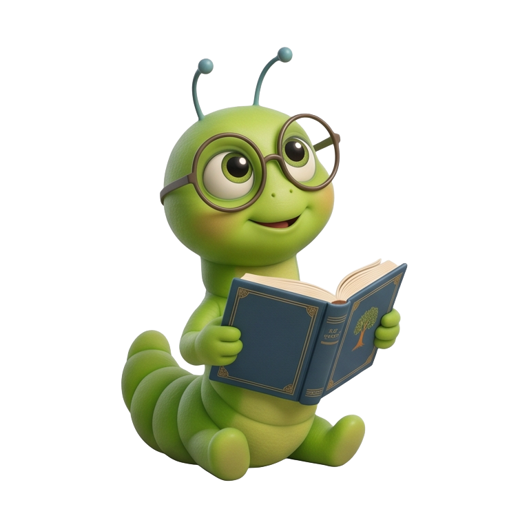 Barnaby with glasses and his book, welcoming you