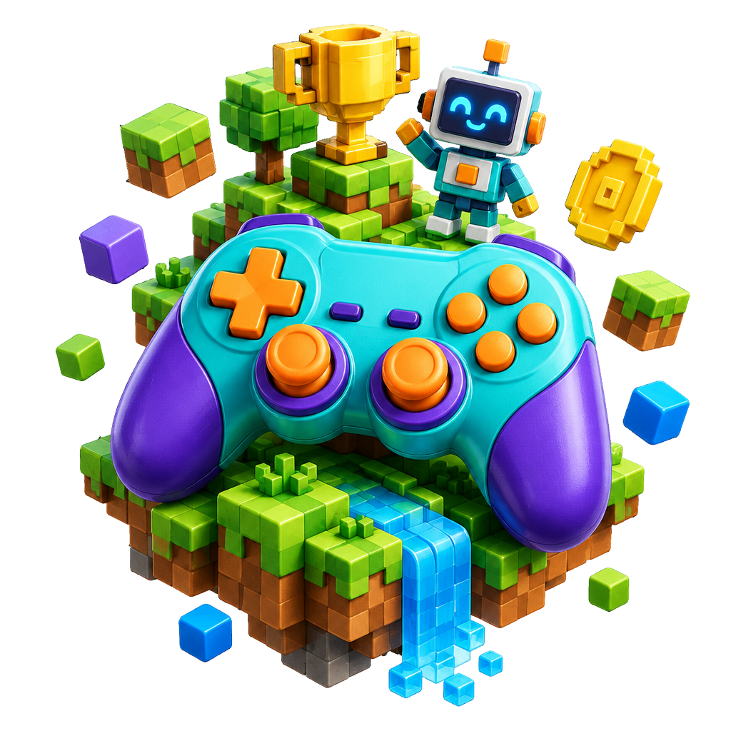 A playful 3D gaming & pixel worlds adventure world