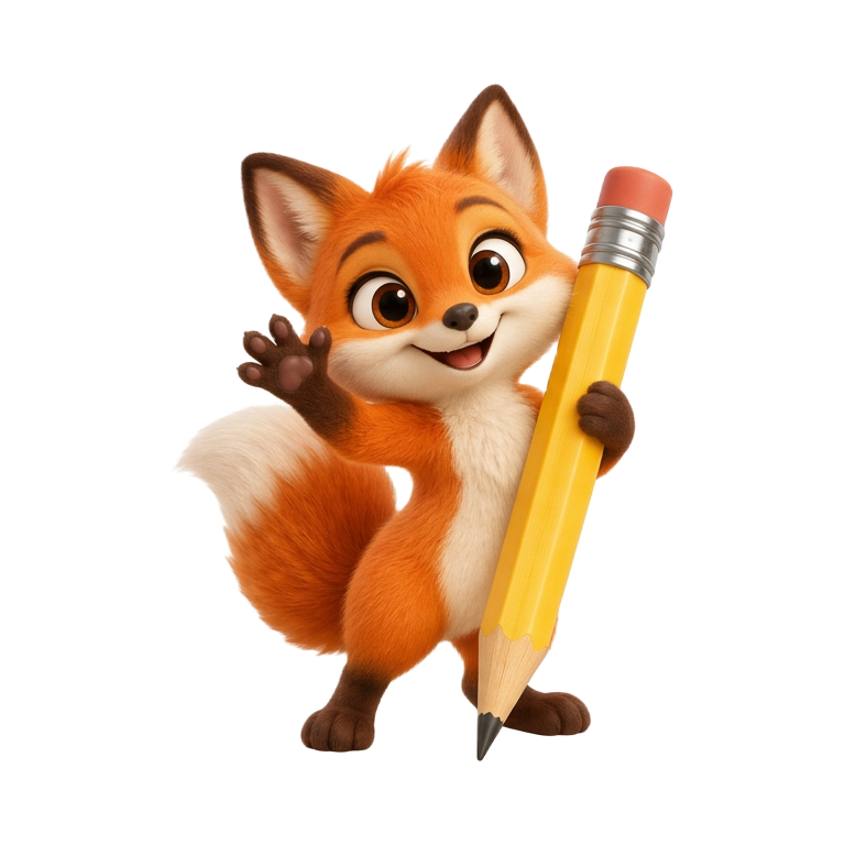 Tilly waving with her pencil